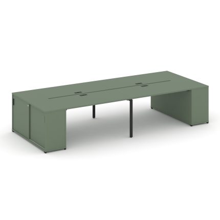 Concept Рабочая станция с опорными шкафами-купе CN.DRS-279 B Кобо/Металл Черный 3600*1480*750