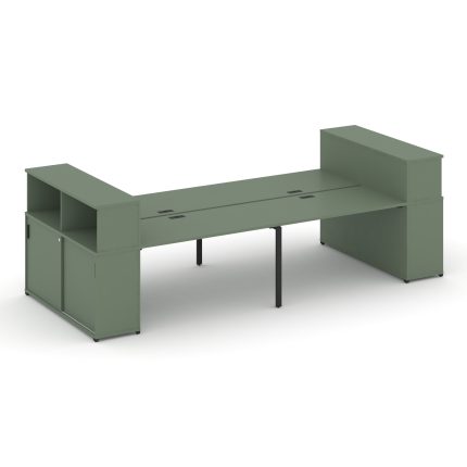 Concept Рабочая станция с опорными шкафами-купе с надставкой низ. CN.DRS-284 B Кобо/Металл Черный 40