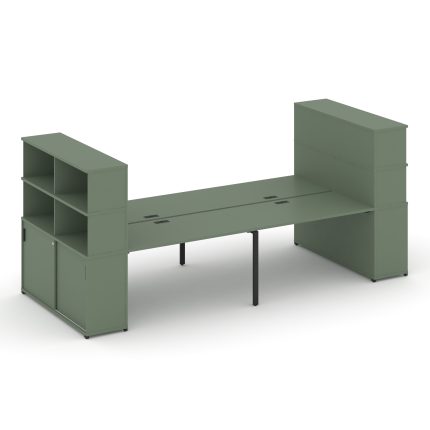 Concept Рабочая станция с опорными шкафами-купе с надставкой выс. CN.DRS-286 B Кобо/Металл Черный 32