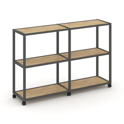 Shelf Mobile Стеллаж 3 уровня 2 секции VR.LT-STK-311.06 Тиквуд Светлый/Металл Антрацит 1170*400*1046