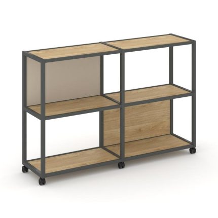 Shelf Mobile Стеллаж 3 уровня 2 секции VR.LT-STK-312.08 Тиквуд Светлый/Металл Антрацит/W-04 1570*400
