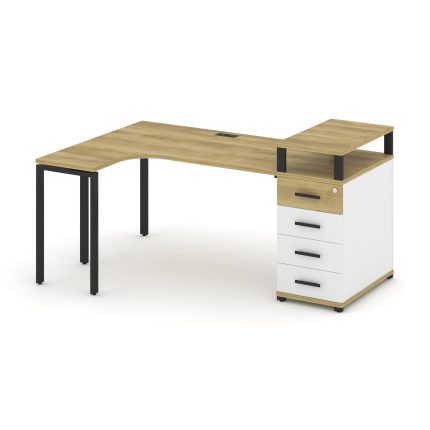 Concept Стол эргономичный CN.SA-405(L) B Дуб Винченцо/Белый Бриллиант/Металл Черный 1800*1180*917