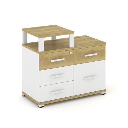 Concept Тумба приставная широкая 4 ящ.+1 распаш. фасад с надставкой узкой CN.TSP-011 W Дуб Винченцо/