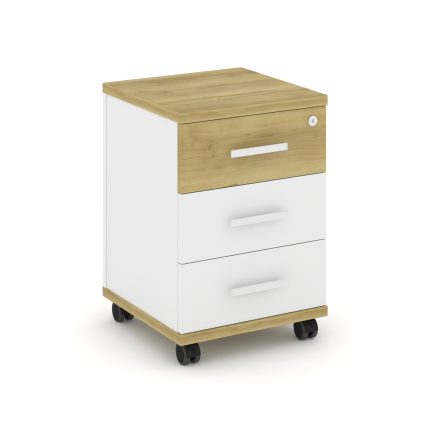 Concept Тумба мобильная 3 ящ. CN.TUM-003 W Дуб Винченцо/Белый Бриллиант/Металл Белый 420*420*615