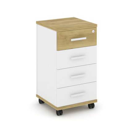 Concept Тумба мобильная 4 ящ. CN.TUM-005 W Дуб Винченцо/Белый Бриллиант/Металл Белый 420*420*782