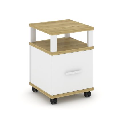 Concept Тумба мобильная 1 распаш. фасад с надставкой CN.TUM-008 W Дуб Винченцо/Белый Бриллиант/Метал