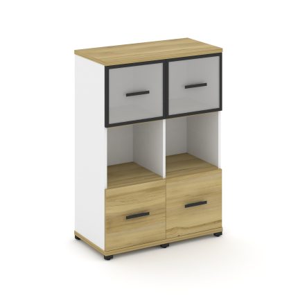 Concept Шкаф 2 узкие секции, 3 ниши CN.STU-325 RMB B Дуб Винченцо/Белый Бриллиант/Металл Черный/Сати