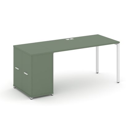 Concept Стол рабочий с опорным распаш. шкафом CN.SP-220 W Кобо/Металл Белый 2000*720*750