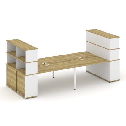 Concept Рабочая станция с опорными шкафами-купе с надставкой выс. CN.DRS-287 W Дуб Винченцо/Белый Бр