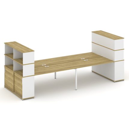 Concept Рабочая станция с опорными шкафами-купе с надставкой выс. CN.DRS-288 W Дуб Винченцо/Белый Бр