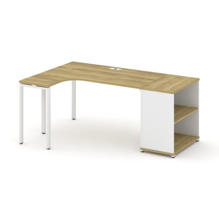 Concept Стол эргономичный с опорным стеллажом CN.SA-201(L) Дуб Винченцо/Белый Бриллиант/Металл Белый