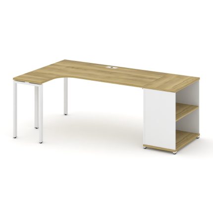 Concept Стол эргономичный опорным стеллажом CN.SA-202(L) Дуб Винченцо/Белый Бриллиант/Металл Белый 2