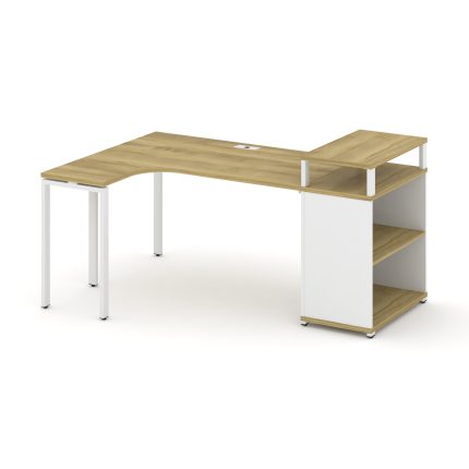 Concept Стол эргономичный с опорным стеллажом с верх. горизонтом CN.SA-203(L) Дуб Винченцо/Белый Бри
