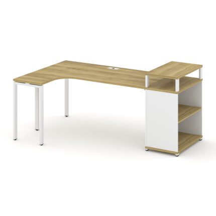 Concept Стол эргономичный с опорным стеллажом с верх. горизонтом CN.SA-204(L) Дуб Винченцо/Белый Бри