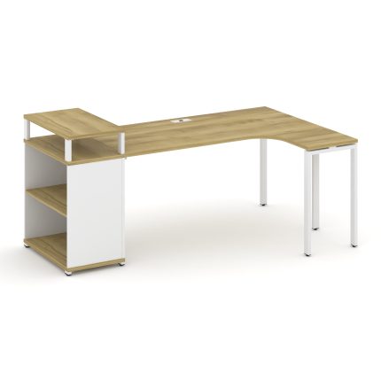 Concept Стол эргономичный с опорным стеллажом с верх. горизонтом CN.SA-204(R) Дуб Винченцо/Белый Бри