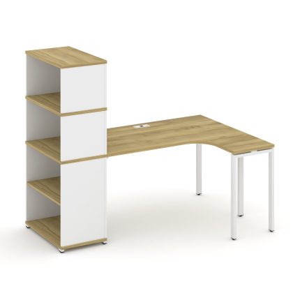 Concept Стол эргономичный с опорным стеллажом с надставкой выс. CN.SA-207(R) Дуб Винченцо/Белый Брил