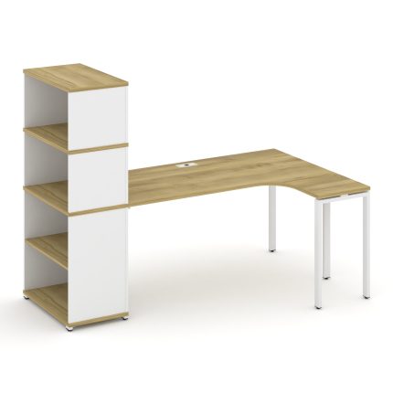 Concept Стол эргономичный с опорным стеллажом с надставкой выс. CN.SA-208(R) Дуб Винченцо/Белый Брил
