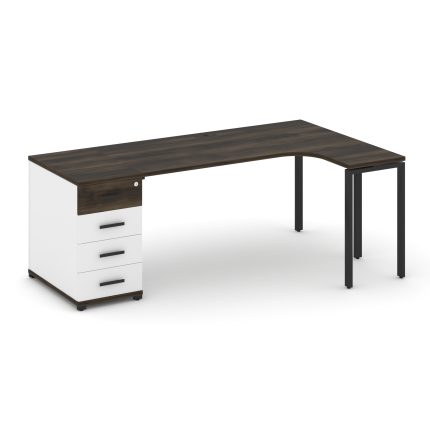 Concept Стол эргономичный CN.SA-402(R) B Дуб Мали/Белый Бриллиант/Металл Черный 2000*1180*750