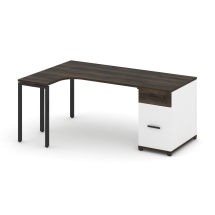 Concept Стол эргономичный CN.SA-403(L) B Дуб Мали/Белый Бриллиант/Металл Черный 1800*1180*750