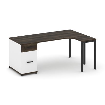 Concept Стол эргономичный CN.SA-403(R) B Дуб Мали/Белый Бриллиант/Металл Черный 1800*1180*750