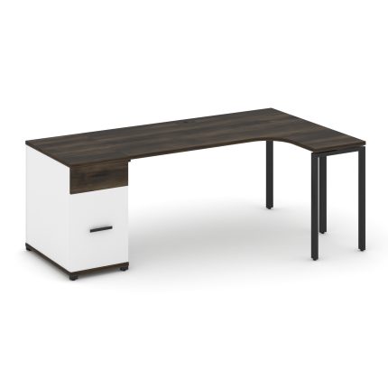 Concept Стол эргономичный CN.SA-404(R) B Дуб Мали/Белый Бриллиант/Металл Черный 2000*1180*750