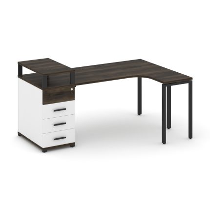 Concept Стол эргономичный CN.SA-405(R) B Дуб Мали/Белый Бриллиант/Металл Черный 1800*1180*917