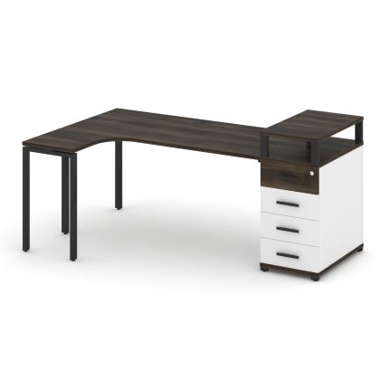 Concept Стол эргономичный CN.SA-406(L) B Дуб Мали/Белый Бриллиант/Металл Черный 2000*1180*917