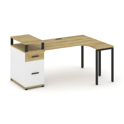 Concept Стол эргономичный CN.SA-407(R) B Дуб Винченцо/Белый Бриллиант/Металл Черный 1800*1180*917