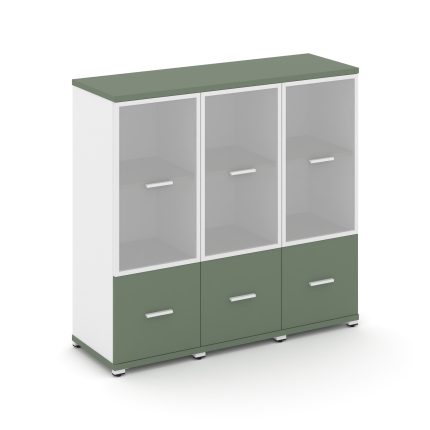 Concept Шкаф 3 узкие секции, 3 ниши CN.STU-332 RMW W Кобо/Белый Бриллиант/Металл Белый/Сатин 1252*42