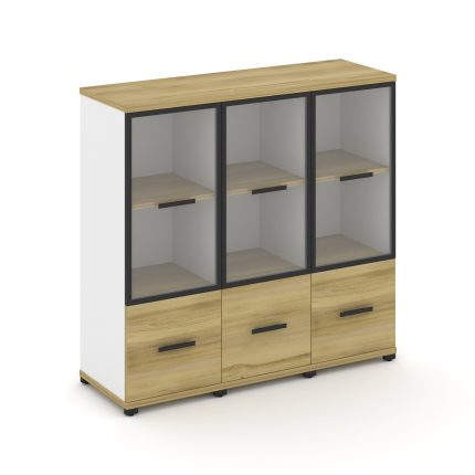 Concept Шкаф 3 узкие секции, 3 ниши CN.STU-332 RPB B Дуб Винченцо/Белый Бриллиант/Металл Черный/Проз