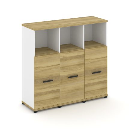 Concept Шкаф 3 узкие секции, 3 ниши CN.STU-333 B Дуб Винченцо/Белый Бриллиант/Металл Черный 1252*420