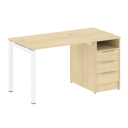 Metal System Quattro Рабочая станция с тумбой на П-образном м/к 50БП.РС-СТП-1.1 Акация Лорка/Металл