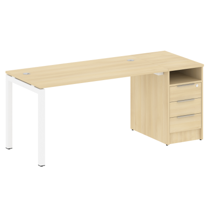 Metal System Quattro Рабочая станция с тумбой на П-образном м/к 50БП.РС-СТП-1.3 Акация Лорка/Металл