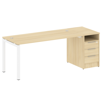 Metal System Quattro Рабочая станция с тумбой на П-образном м/к 50БП.РС-СТП-1.4 Акация Лорка/Металл