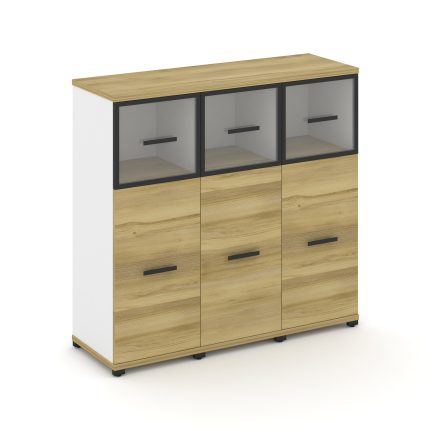 Concept Шкаф 3 узкие секции, 3 ниши CN.STU-334 RPB B Дуб Винченцо/Белый Бриллиант/Металл Черный/Проз