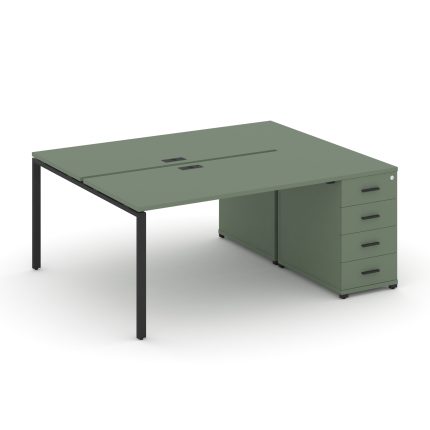 Concept Рабочая станция с 1 опорной тумбой CN.DRS-404 B Кобо/Металл Черный 2000*1480*750