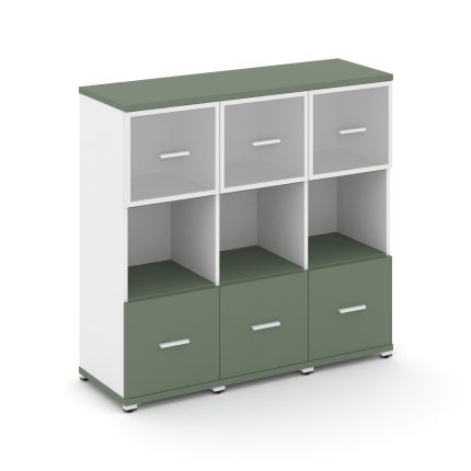 Concept Шкаф 3 узкие секции, 3 ниши CN.STU-335 RMW W Кобо/Белый Бриллиант/Металл Белый/Сатин 1252*42