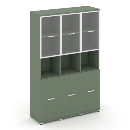 Concept Шкаф 3 узкие секции, 5 ниш CN.STU-533 RPW W Кобо/Металл Белый/Прозрачный 1252*420*1922