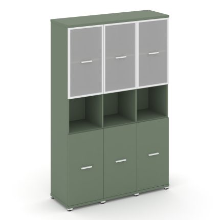 Concept Шкаф 3 узкие секции, 5 ниш CN.STU-533 RMW W Кобо/Металл Белый/Сатин 1252*420*1922