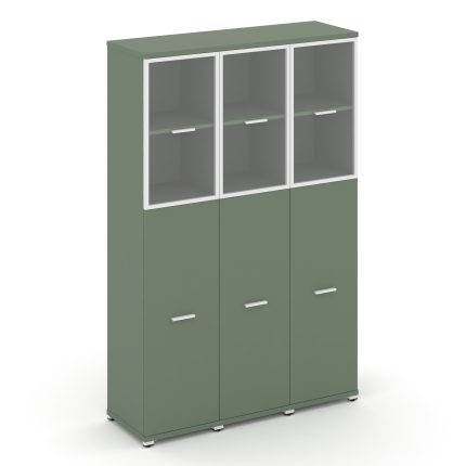 Concept Шкаф 3 узкие секции, 5 ниш CN.STU-535 RPW W Кобо/Металл Белый/Прозрачный 1252*420*1922