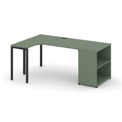 Concept Стол эргономичный с опорным стеллажом CN.SA-201(L) Кобо/Металл Черный 1800*1180*750