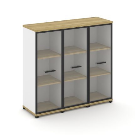 Concept Шкаф 3 узкие секции, 3 ниши CN.STU-336 RPB B Дуб Винченцо/Белый Бриллиант/Металл Черный/Проз