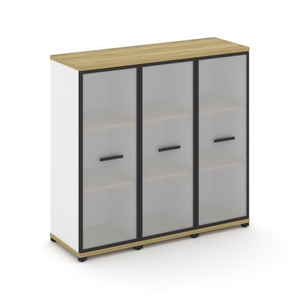 Concept Шкаф 3 узкие секции, 3 ниши CN.STU-336 RMB B Дуб Винченцо/Белый Бриллиант/Металл Черный/Сати