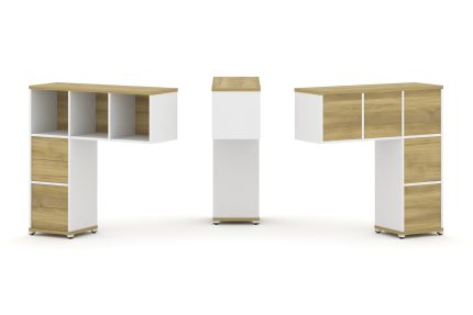 Concept Надставка низкая CN.ONN-003 Дуб Винченцо/Белый Бриллиант/Металл Белый 1099*365*1130