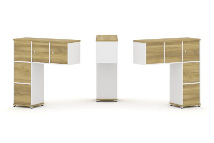 Concept Надставка низкая CN.DNN-005 Дуб Винченцо/Белый Бриллиант/Металл Белый 1099*365*1130