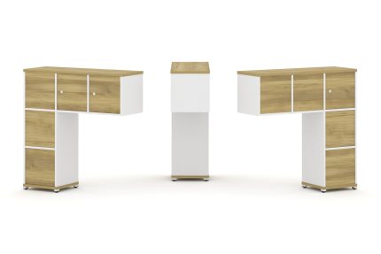 Concept Надставка низкая CN.DNN-006 Дуб Винченцо/Белый Бриллиант/Металл Белый 1099*365*1130