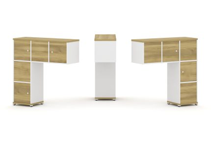 Concept Надставка низкая CN.DNN-007 Дуб Винченцо/Белый Бриллиант/Металл Белый 1099*365*1130