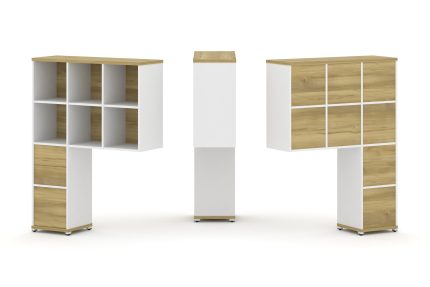 Concept Надставка высокая CN.ONV-007 Дуб Винченцо/Белый Бриллиант/Металл Белый 1099*350*1486