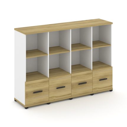 Concept Шкаф 4 узкие секции, 3 ниши CN.STU-341 B Дуб Винченцо/Белый Бриллиант/Металл Черный 1668*420