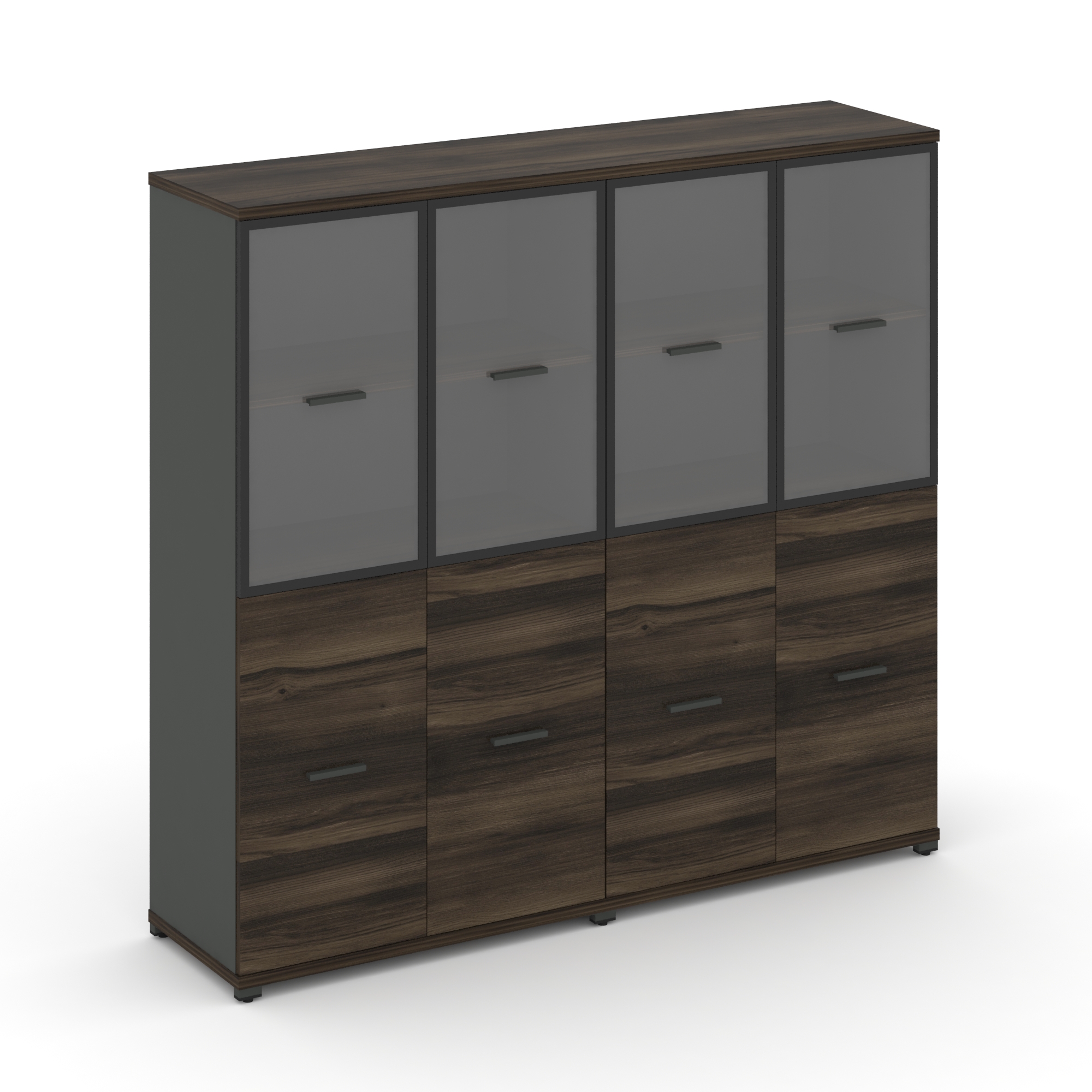 Concept Шкаф 2 широкие секции, 4 ниши CN.STS-422 RPB A Дуб Мали/Антрацит/Металл Антрацит/Прозрачный